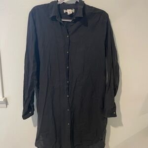 Grey Button-Up Shirt Dress 52% linen 48% cotton